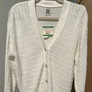 NWT Anne Klein Ivory Cardigan Sweater With Jewel Buttons